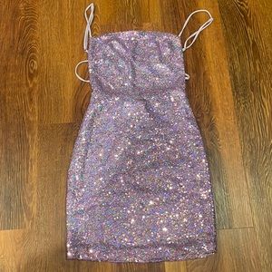 Starstruck Strappy Dress in Lavender Iridescence